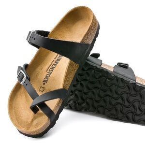NWOT [Birkenstock] Mayari Oiled Nubuck Leather Slip-On Sandals Black Women’s 6